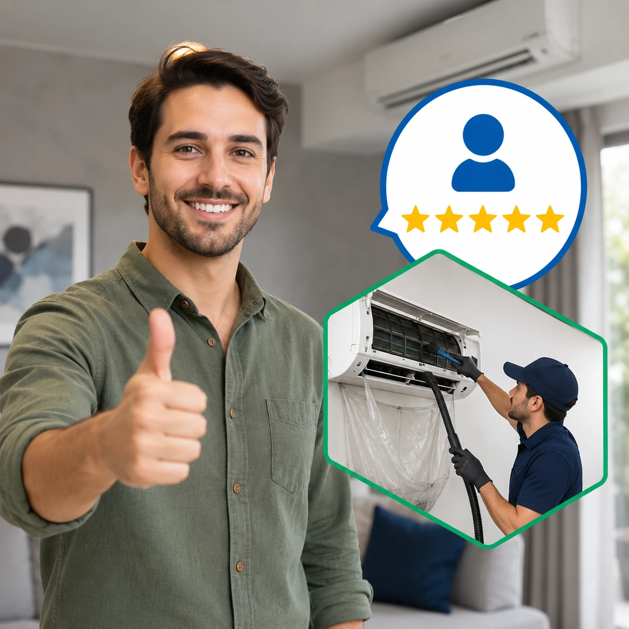 Best Fix technician servicing a split air-conditioning unit in Dubai